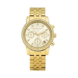 Michael Kors Runway Chronograph Gold Dial Gold Steel Strap Watch For Women - MK5698