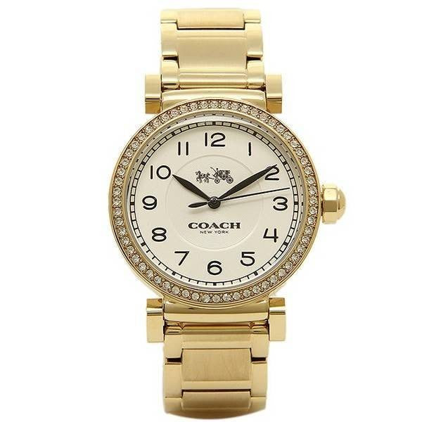 Coach Madison White Dial Gold Steel Strap Watch for Women - 14502397