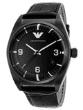 Emporio Armani Franco Black Dial Black Leather Strap Watch For Men - AR0368