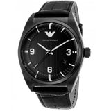 Emporio Armani Franco Black Dial Black Leather Strap Watch For Men - AR0368