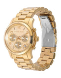 Michael Kors Runway Chronograph Gold Dial Gold Steel Strap Watch For Women - MK7323