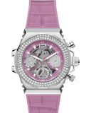 Guess Fusion Chronograph Pink Dial Pink Leather Strap Watch for Women - GW0553L1