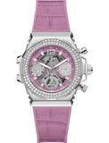 Guess Fusion Chronograph Pink Dial Pink Leather Strap Watch for Women - GW0553L1