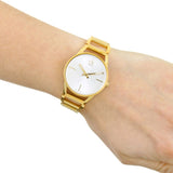 Calvin Klein Stately Silver Dial Gold Steel Strap Watch for Women - K3G23526