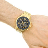 Guess Horizon Chronograph Black Dial Gold Steel Strap Watch For Men - W0379G4