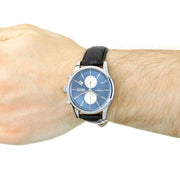 Hugo Boss Jet Chronograph Blue Dial Black Leather Strap Watch for Men - 1513283