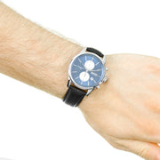 Hugo Boss Jet Chronograph Blue Dial Black Leather Strap Watch for Men - 1513283