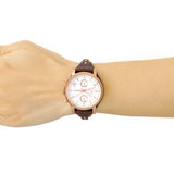 Fossil Boyfriend White Dial Brown Leather Strap Watch for Women - ES3616