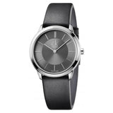 Calvin Klein Minimal Grey Dial Black Leather Strap Watch for Men - K3M221C4