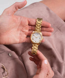 Guess Luna White Dial Gold Steel Strap Watch for Women - GW0308L2