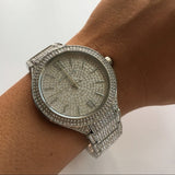 Michael Kors Kerry Crystal Pave Silver Dial Silver Steel Strap Watch For Women - MK3359