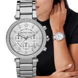 Michael Kors Parker Silver Dial Silver Steel Strap Watch for Women - MK5353
