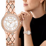 Michael Kors Camille Analog Silver Dial Rose Gold Steel Strap Watch for Women - MK4810