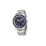 Fossil Grant Sport Chronograph Blue Dial Silver Steel Strap Watch for Men - FS5238