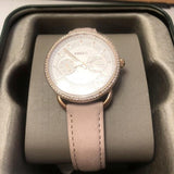 Fossil Tailor Quartz White Dial Pink Leather Strap Watch for Women - ES4393