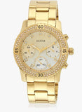 Guess Confetti Diamonds Silver Dial Gold Steel Strap Watch for Women - W0774L5