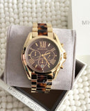 Michael Kors Bradshaw Chronograph Brown Dial Two Tone Steel Strap Watch For Women - MK5696