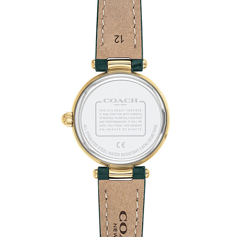 Coach Park Analog Green Dial Green Leather Strap Watch for Women - 14503534