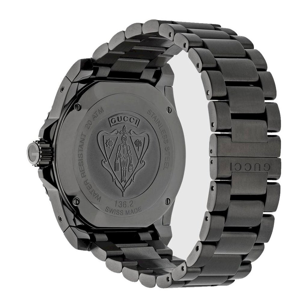 Gucci Dive Quartz Black Dial Black Steel Strap Watch For Men
