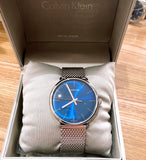 Calvin Klein High Noon Quartz Blue Dial Silver Mesh Bracelet Watch for Men - K8M2112N