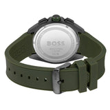 Hugo Boss Volane Chronograph Grey Dial Green Rubber Strap Watch For Men - 1513952