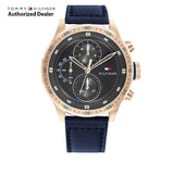 Tommy Hilfiger Trent Chronograph Grey Dial Black Leather Strap Watch For Men - 1791808