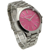 Michael Kors Slim Runway Quartz Pink Dial Silver Steel Strap Watch For Women - MK3291