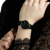 Emporio Armani Classic Quartz Black Dial Black Leather Strap Watch For Women - AR1600