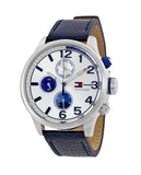 Tommy Hilfiger Jackson Silver Dial Black Leather Strap Watch for Men - 1791240