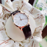 Calvin Klein City White Mother of Pearl Dial Brown Leather Strap Watch for Women - K2G23620