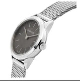 Calvin Klein Minimal Grey Dial Silver Mesh Bracelet Watch for Women - K3M23124