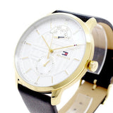 Tommy Hilfiger Hunter White Dial Black Leather Strap Watch for Men - 1791606