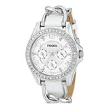 Fossil Riley Silver Dial Silver Steel Strap Watch for Women - ES3463