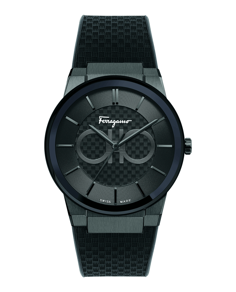 Salvatore Ferragamo Sapphire Black Dial Black Rubber Strap Watch Salvatore Ferragamo Sapphire Black Dial Black Rubber Strap Watch