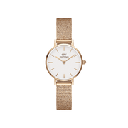 Daniel Wellington Petite Melrose White Dial Rose Gold Mesh Strap Watch For Women - DW00100305