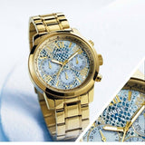 Guess Mini Sunrise Quartz Blue Dial Gold Steel Strap Watch For Women - W0448L6