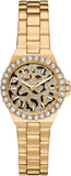 Michael Kors Lennox Three Hand Black Dial Gold Steel Strap Watch For Women - MK7394