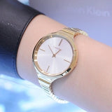 Calvin Klein Lively White Dial Gold Steel Strap Watch for Women - K4U23526