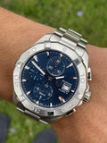 Tag Heuer Aquaracer Automatic Chronograph Blue Dial Silver Steel Strap Watch for Men - CAY2112.BA0927