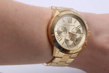 Michael Kors Bradshaw Chronograph Gold Dial Gold Steel Strap Watch For Women - MK5777