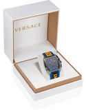 Versace Iconic Dominus Chronograph Blue Dial Blue Rubber Strap Watch For Men - VE6H00323