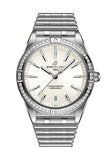 Breitling Chronomat Automatic 36 Diamonds White Dial Silver Steel Strap Watch for Women - A10380591A1A1