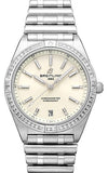 Breitling Chronomat Automatic 36 Diamonds White Dial Silver Steel Strap Watch for Women - A10380591A1A1