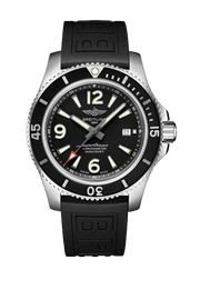 Breitling Superocean II 44mm Black Dial Black Rubber Strap Watch for Men - A17367D71B1S2