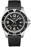 Breitling Superocean II 44mm Black Dial Black Rubber Strap Watch for Men - A17367D71B1S2