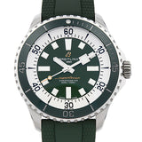 Breitling Superocean Automatic 44 Green Dial Green Rubber Strap Watch for Men - A17376A31L1S1