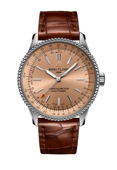 Breitling Navitimer Automatic 35 Brown Dial Brown Leather Strap Watch for  Men Watch for Men