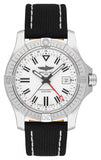 Breitling Avenger Automatic GMT 43 White Dial Black Nylon Strap Watch for Men - A32397101A1X1