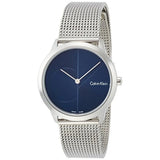 Calvin Klein Minimal Blue Dial Silver Mesh Bracelet Watch for Women - K3M2212N