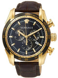 Versace V-Ray Chronograph Quartz Black Dial Brown Leather Strap Watch For Men - VEDB00318